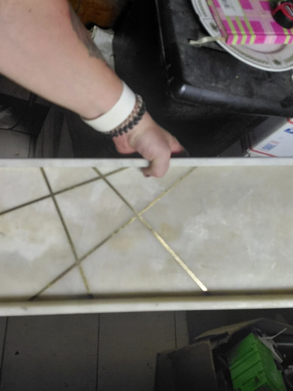 white marble tray  minimalist brass geometric inlays, 24